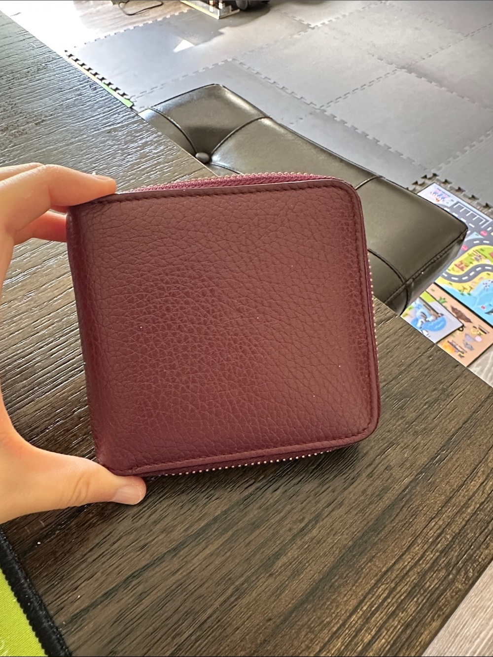 Cuyana Zip Around Leather Wallet in Deep Burgundy